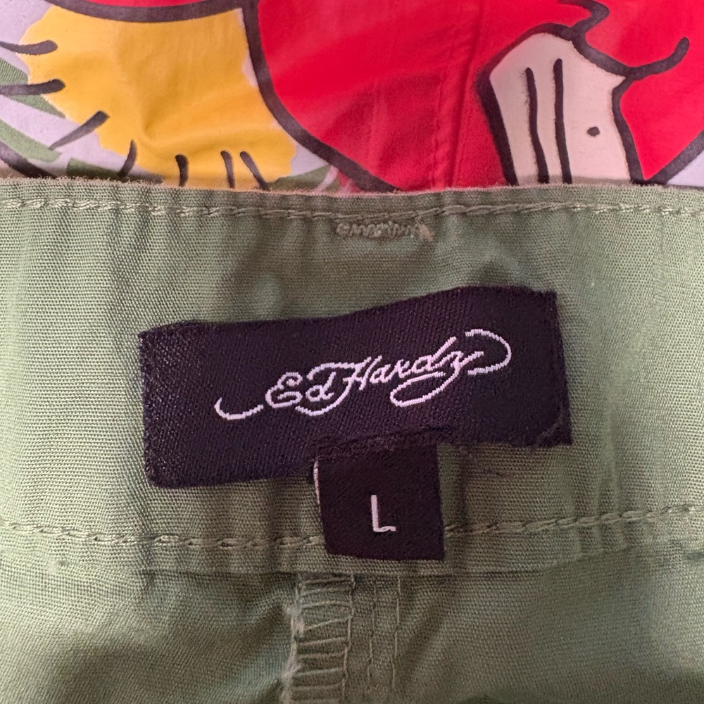 Ed Hardy mini skirt love kills slowly graphic green womens large LKS HEART SKIRT - Picture 3 of 4
